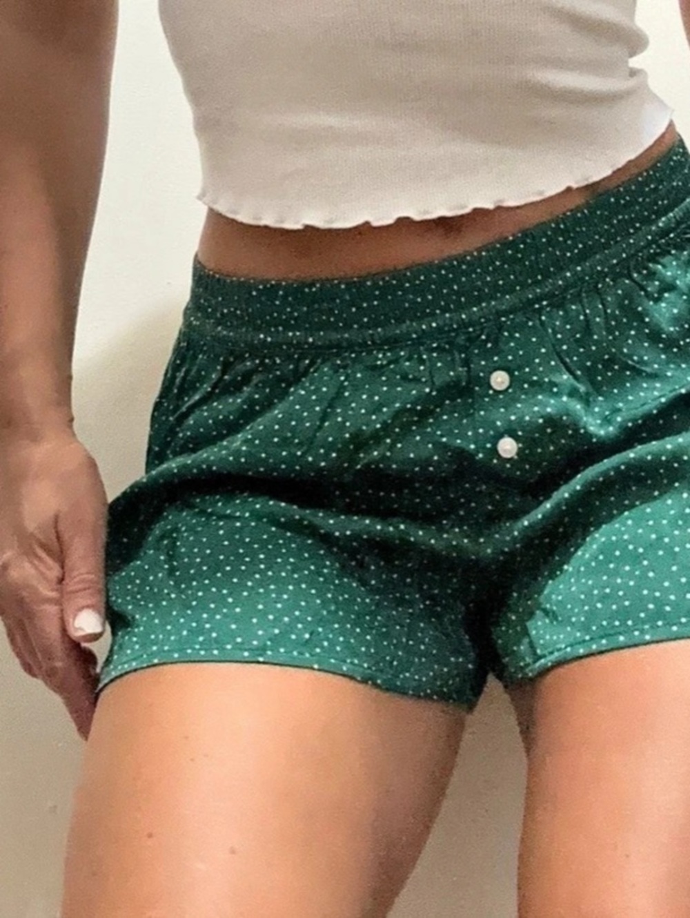 Aerie Polka Dot Shorts in Green Size XS NWT